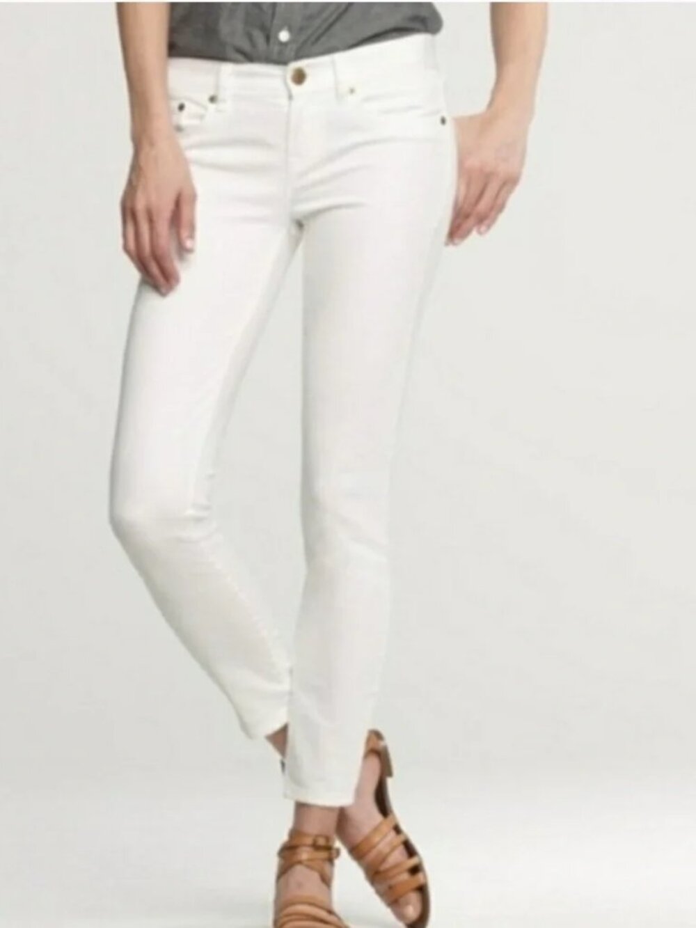 J.Crew Women's Toothpick Ankle Jeans 25 Classic White Stretch Skinny Denim EUC